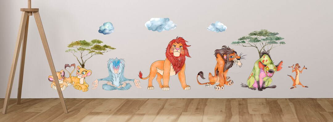 The Lion King Wall Decal Nursery Safari Animals Wall Sticker for Kids ...