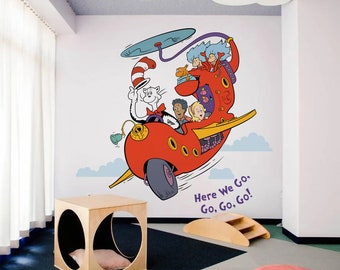 Buy Dr Seuss Wall Decal, Cat in the Hat, Thing Thing 2, Fish and