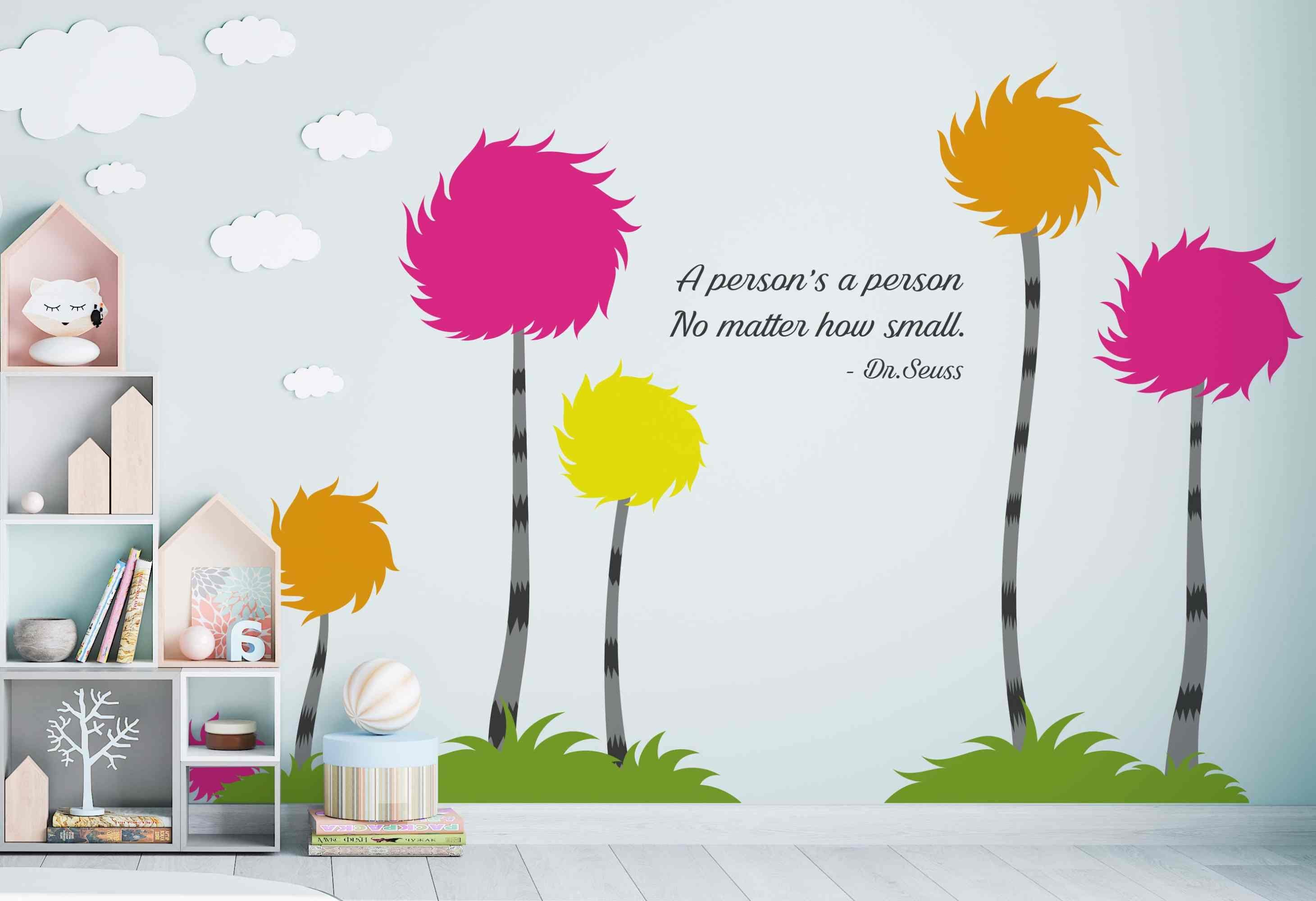 Dr Seuss Wall Decal for Nursery Truffula Trees Wall Sticker for Kids ...
