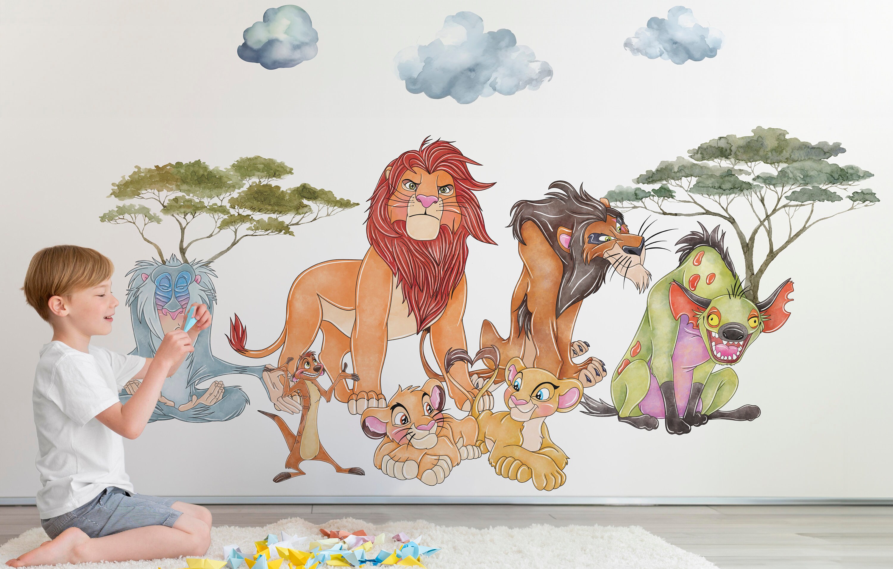 Lion King Wall Art Living Room Safari Animals Wall Decal for Kids Lion ...