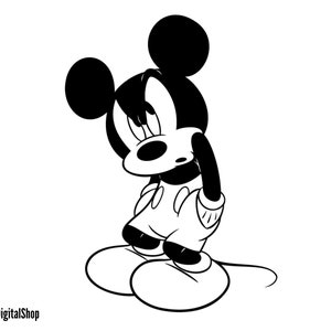 Mickey Mouse Triste SVG, Ratón SVG, Archivo de corte - Descarga digital svg dxf eps png pdf Diseño para Cricut o Archivo de corte de silueta Vector instantáneo