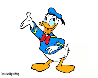 Donald Duck Happy SVG | Cartoon Smiling Duck Waving | Disney Character Cut File | Digital Download Cricut Silhouette