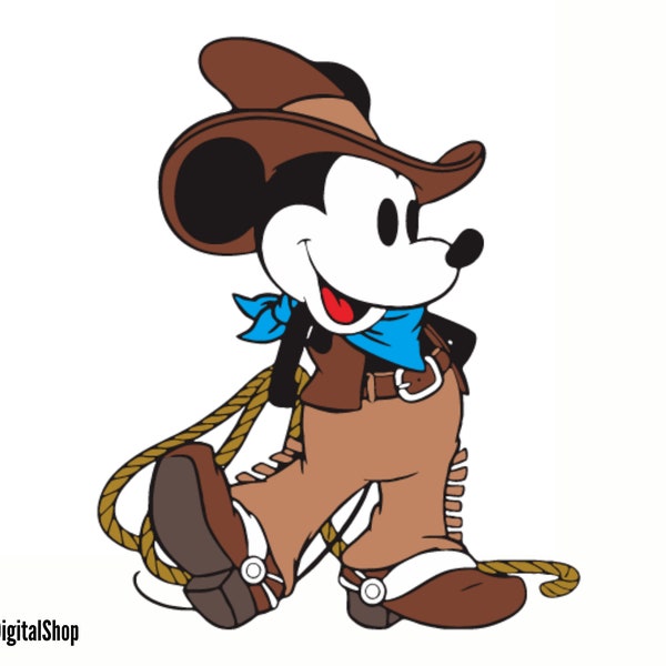 Mickey Mouse CowBoy SVG, Mouse SVG, Cut File - Digital Download svg dxf eps png pdf Design For Cricut or Silhouette Cut File Instant Vector