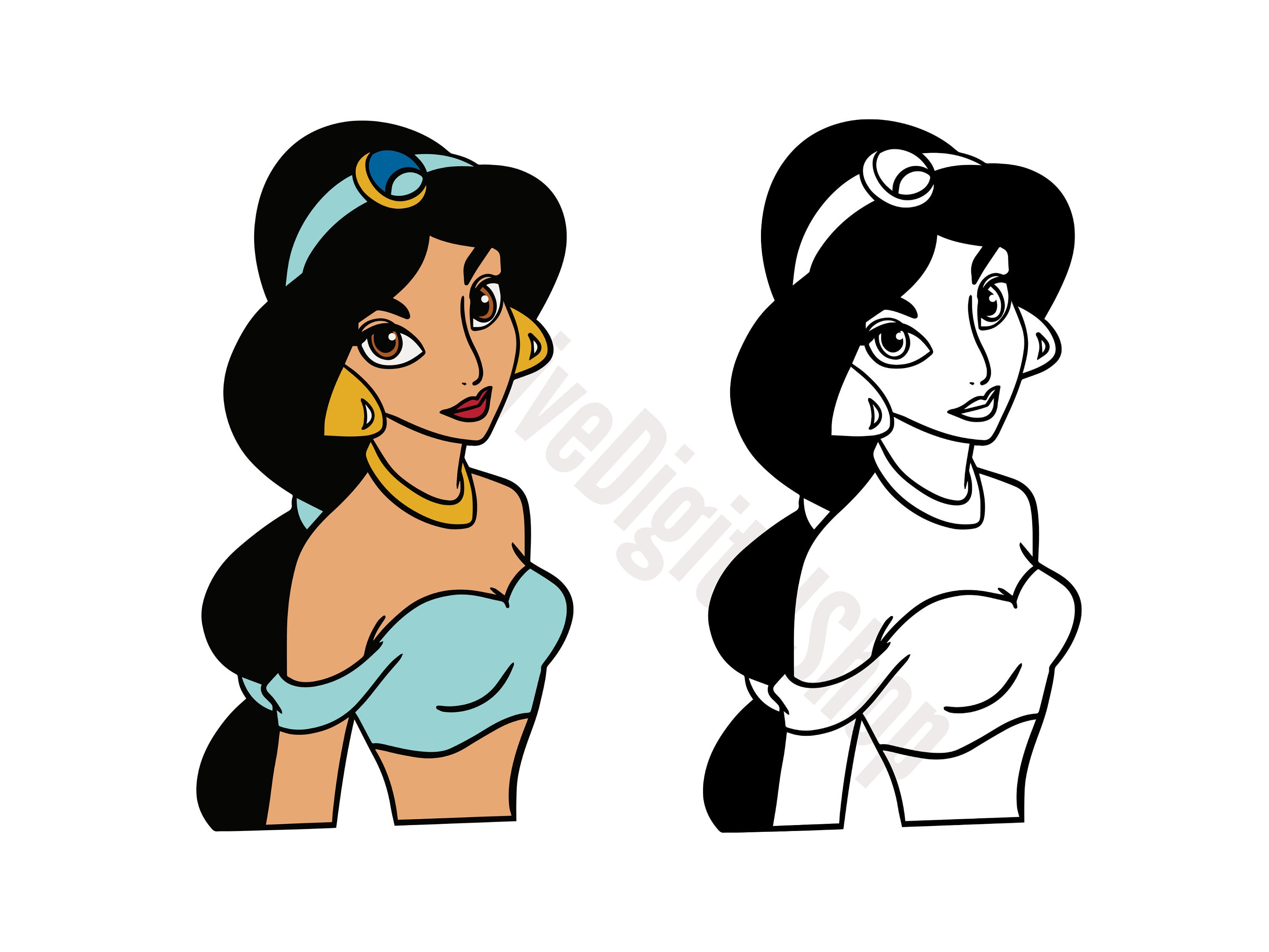 Princess Jasmine Genie Cute Clipart PNG Files DIGITAL DOWNLOAD