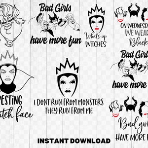 Evil Lady SVG Bundle | Girl Quotes, Bad Girls, Witch Face, Resting Witch, Fun Sayings Set | Digital Download Cricut Silhouette