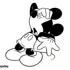 Mickey Mouse Triste SVG, Ratón SVG, Archivo de corte - Descarga digital svg dxf eps png pdf Diseño para Cricut o Archivo de corte de silueta Vector instantáneo