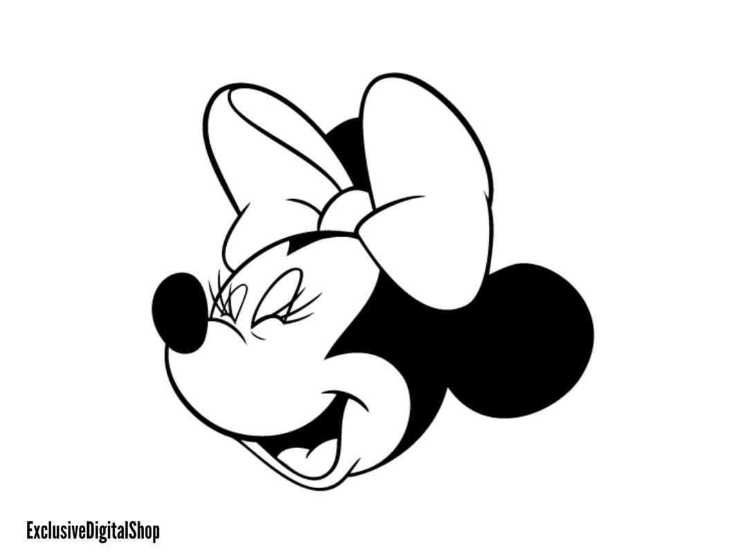 Minnie Mouse Head SVG, Mouse SVG, Cut File Digital Download Svg Dxf Eps
