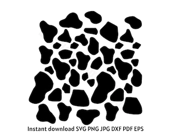 Cow Print SVG | Cow Spots, Seamless Black & White Animal Pattern, Farmhouse Clipart | Digital Download Cricut Silhouette