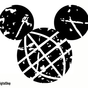 May include: A black and white graphic resembling Mickey Mouse. The design comprises three black circles, with the central one displaying a grid pattern. The other two circles are positioned above. The text "ExclusiveDigitalShop" is at the bottom of the image.