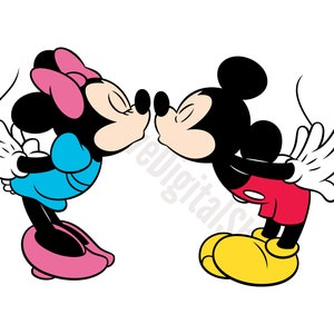 Topolino e Minnie che si baciano SVG, Mouse SVG, File di taglio - Download digitale SVG DXF PNG Design per Cricut o Silhouette Cut File Instant Vector