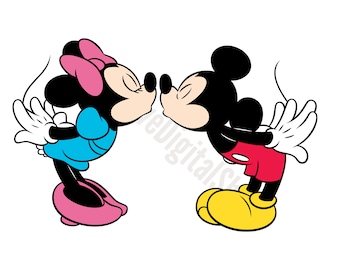 ミッキーとミニーのキス SVG、マウス SVG、カット ファイル