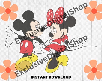 Mickey and Minnie Mouse Valentine SVG PNG: Couple Cut File (Digital Download)