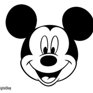 ミッキーマウスの見つめるSVG | クラシックカートゥーン風横顔、白黒