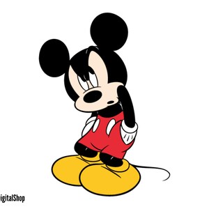 Mickey Mouse Triste SVG, Ratón SVG, Archivo de corte - Descarga digital svg dxf eps png pdf Diseño para Cricut o Silhouette Cut File Vector instantáneo