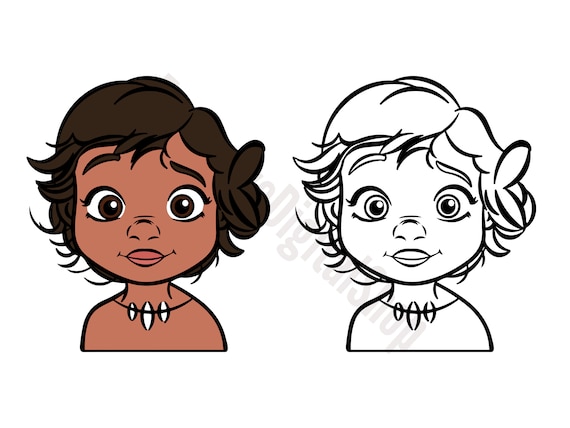 Baby Moana SVG, Baby Moana SVG delineado, arquivo cortado download  digital svg png design para cricut ou arquivo de corte de silhueta vetor