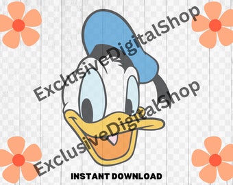 Donald Duck SVG | Smiling Cartoon Face, Classic Head | Disney Duck Cut File | Digital Download Cricut Silhouette