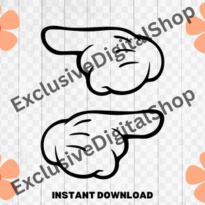 Mickey mouse handen links rechts ondertekenen SVG, gesneden bestand - digitale download svg png ontwerp voor Cricut of silhouet snijden bestand direct vector