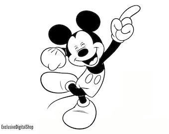 Happy Mickey Mouse SVG: plik Cricut i Silhouette Cut (pobranie cyfrowe)