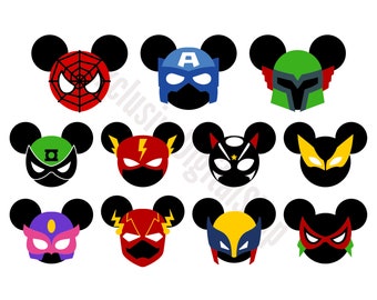 Mickey Heroes Heads Bundle SVG, Mouse SVG, Cut File - Digital Download svg dxf png Design For Cricut or Silhouette Cut File Instant Vector
