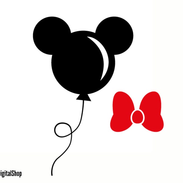 Mickey Mouse Balloon SVG, Mouse SVG, Cut File - Digital Download svg dxf eps png pdf Design For Cricut or Silhouette Cut File Instant Vector