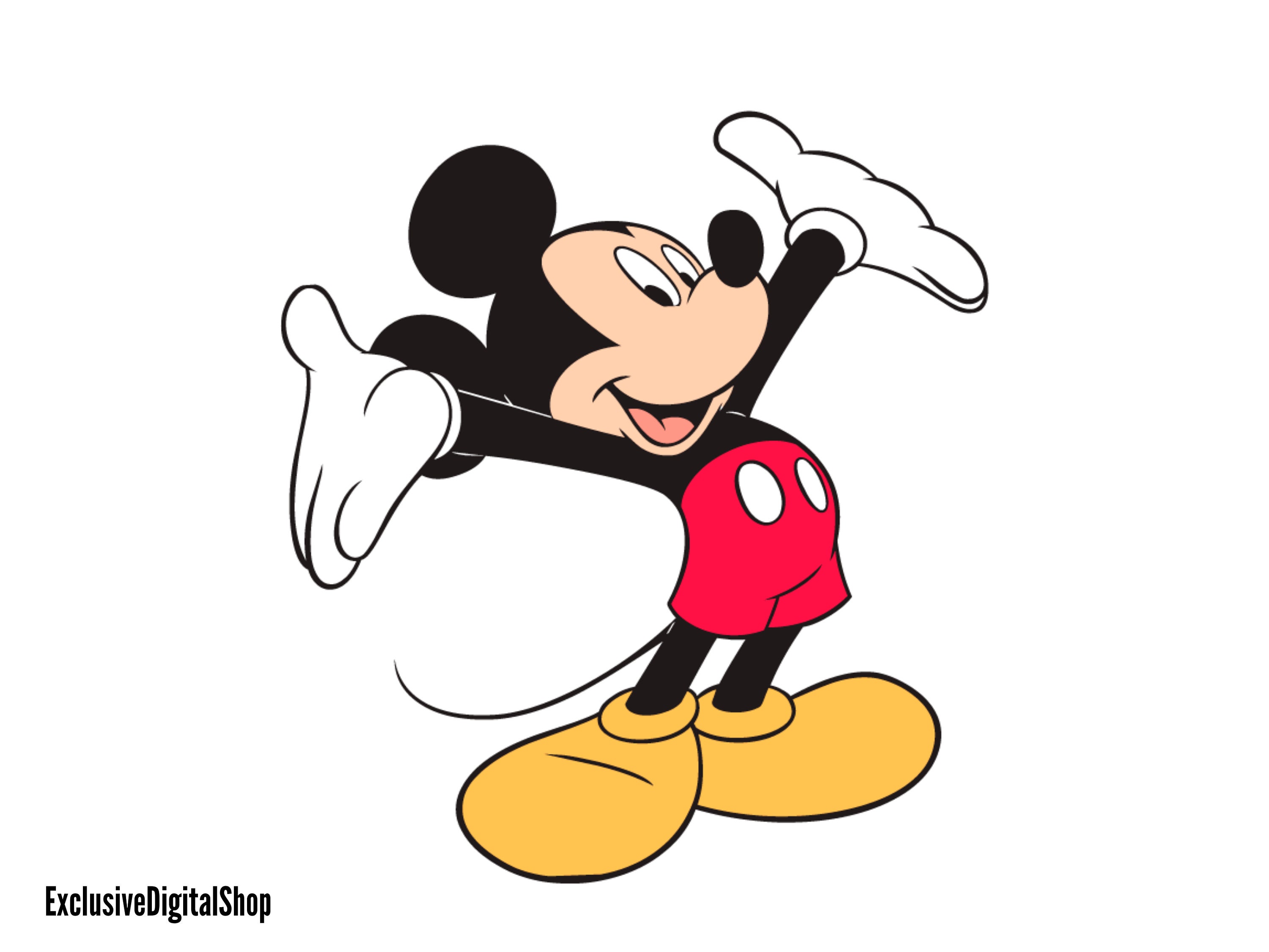 ミッキーマウスのハッピーSVG | クラシックな立ちポーズ、両手を広げた