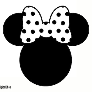 Minnie Mouse Head SVG, Mouse SVG, Cut File - Download digitale in formato SVG dxf eps png pdf Design per Cricut o Silhouette Cut File Instant Vector