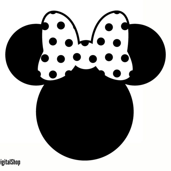 Minnie Mouse Head SVG, Mouse SVG, Cut File - Digital Download svg dxf eps png pdf Design For Cricut or Silhouette Cut File Instant Vector