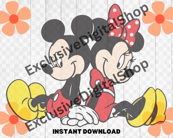 Mickey Mouse Valentine’s Day SVG | Cute Couple, Love Heart, Cartoon, Pink Flowers | Digital Download Cricut Silhouette