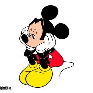 Mickey Mouse Triste SVG, Ratón SVG, Archivo de corte - Descarga digital svg dxf eps png pdf Diseño para Cricut o Archivo de corte de silueta Vector instantáneo