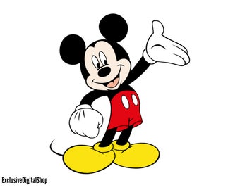 SVG do Mickey Mouse | Pose clássica de desenho animado, rato em pé | Arquivo de corte de personagem da Disney | Download digital para Cricut e Silhouette