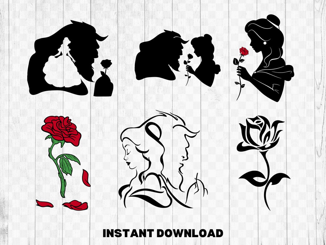 Beauty and the Beast SVG Bundle | Princess Belle Silhouette Clipart ...