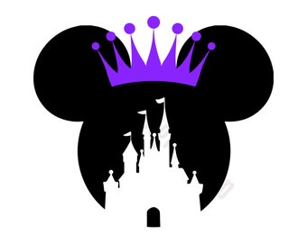 Minnie Mouse Head SVG | Castle Crown Silhouette Cut File | Disney Princess Clipart | Digital Download Cricut Silhouette