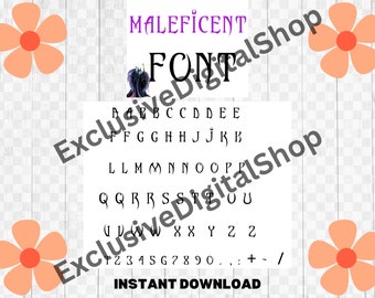 Maleficent font witch font Helloween font alphabet,  Cut File - Digital Download svg png Design For Cricut or Silhouette Cut File