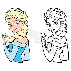Gefrorene Elsa SVG, Prinzessin Elsa umrissen SVG, Cut File - Digital Download svg png Design für Cricut oder Silhouette Cut File Instant Vektor