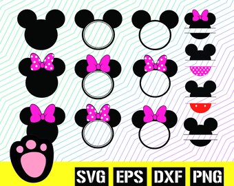 Bundle of 12 Minnie, Mickey head SVG,  digital SVG, Digital Download pdf png  svg design for Cricut or Silhouette Cut File Instant Vector