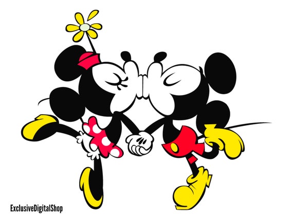 Baby Mickey and Minnie Mouse Kissing