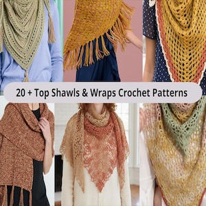 20+ Crochet Shawl & Wrap Patterns Bundle PDF | Triangle Shawls, Mesh Wraps, Modern Crochet Accessories Digital Download