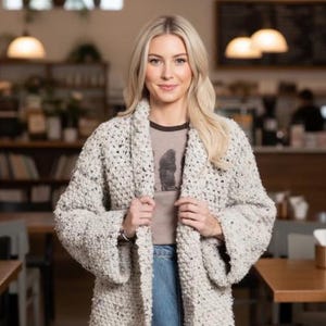 Chunky Boho Crochet Cardigan Pattern • Drop-Shoulder Oversized Textured Sweater PDF • Cozy Crochet Fashion / DIY Crochet Pattern