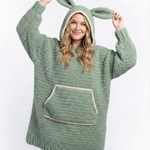 Cozy Bear Crochet Hooded Blanket Pattern XS-XL | Oversized Wearable Comfort DIY Project