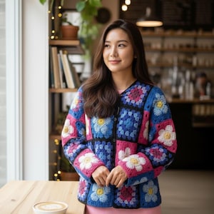 Bohemian Chic Crochet Jacket Pattern – Granny Square Cardigan & Vest PDF, Retro Hippie Style