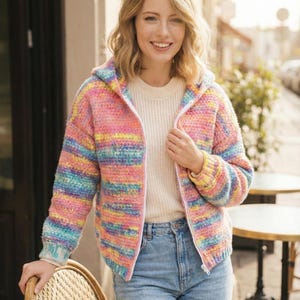 Haakpatroon voor een aquarel hoodiejas – Gothic/Boho gehaakte hoodiejas PDF | Eenvoudig haakpatroon voor een modejas zonder naaien