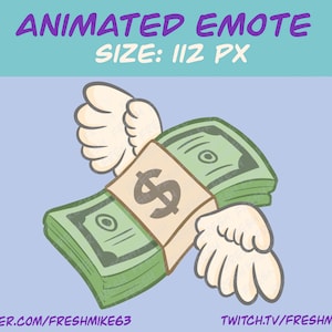 Animated flying dollar emote | Donation emote | Animated Twitch Emote | Youtube Emote | Discord Emote | Community Emote | Streamer Emote