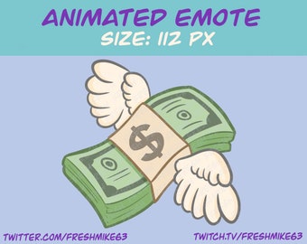 Geanimeerde vliegende dollar-emote | Donatie emote | Geanimeerde Twitch-emote | YouTube-emote | Discord-emote | Community-emote | Streamer-emote