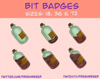 blood vial bit badge icons| Twitch Sub Badges | Set of 6 | Flask Icons | horror badge icons | Discord | Chat Subscriber Emotes