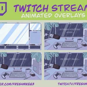 Animated Lofi Gaming Desk/ Switch Twitch Overlays and Scenes /Stream Starting /Be Right Back /Stream Ending /Just Chatting /Gameplay /purple