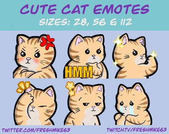 Cat Emotes , Cute Cat Emotes, Twitch Emotes, Discord Emotes, YouTube Emotes, Animal Emotes, Cat Chibi.