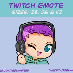 Junge Twitch Emotes, Süßer Junge Emotes, Süßer Chibi, Twitch Emotes, Discord Emotes, YouTube Emotes, Blaue Augen, Lila Haare, Blaues Shirt