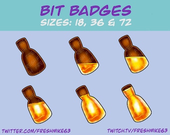 Potion flask bit badges | Twitch Sub Badges | Set of 6 | Flask Icons | Orange Flask bit badge icons | Discord | Chat Subscriber Emotes