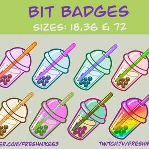 Bubble tea Badges | Boba tea | Bit Badges | Twitch Badges | Sub Badges | Twitch Emote | Youtube Emote | Discord Emote | Community Emote