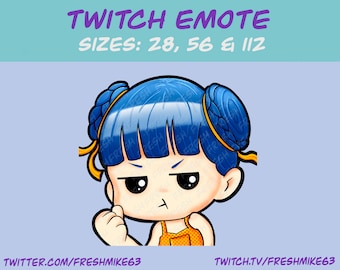 Girl Twitch Emotes , Cute Girl Emotes, Cute chibi, Twitch Emotes, Discord Emotes, YouTube Emotes, blue Hair, yellow Shirt